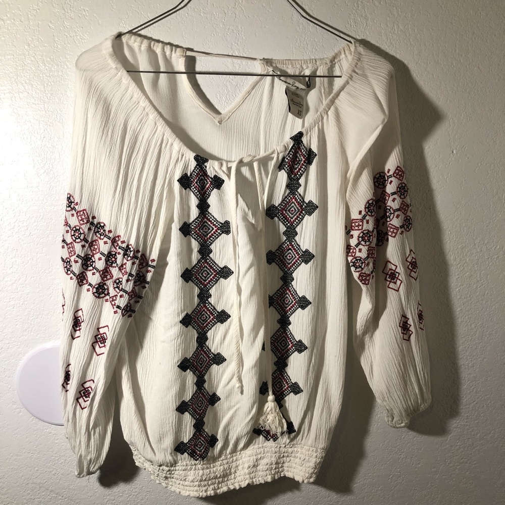 White with colored print top